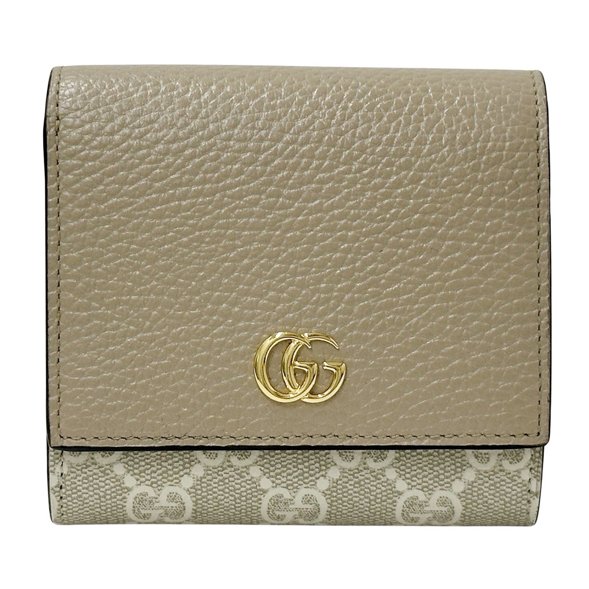 グッチ GUCCI 財布 レディース ブランド プチマーモント GGスプリーム 二つ折り財布 GGスプリームキャンバス ベージュ 598587 GGロゴ ゴールド金具 かわいい 上品 おしゃれ