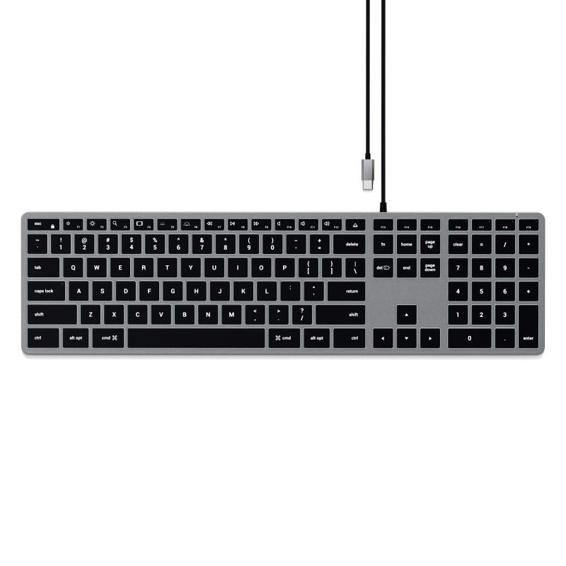 Satechi スリム W3 USB-C キーボード 有線 バックライト US配列 テンキー付き 有線キーボード MacBook Pro iMac Mac Mini など Macデバイス対応