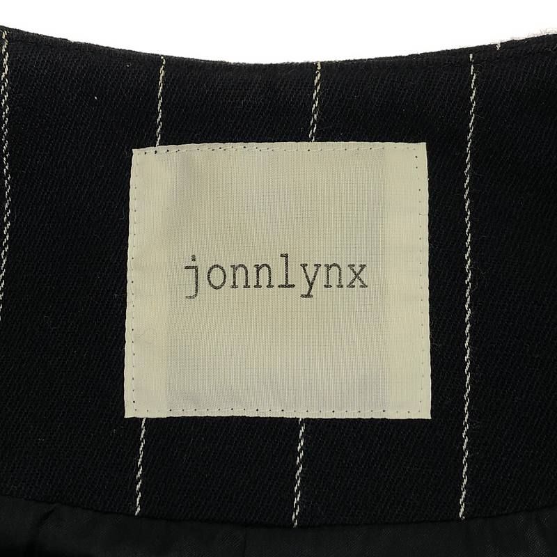 jonnlynx / ジョンリンクス | STRIPE JACKET ウール カシミヤ混 ノーカラー ストライプ ジャケット | M | ネイビー |  レディース - メルカリ