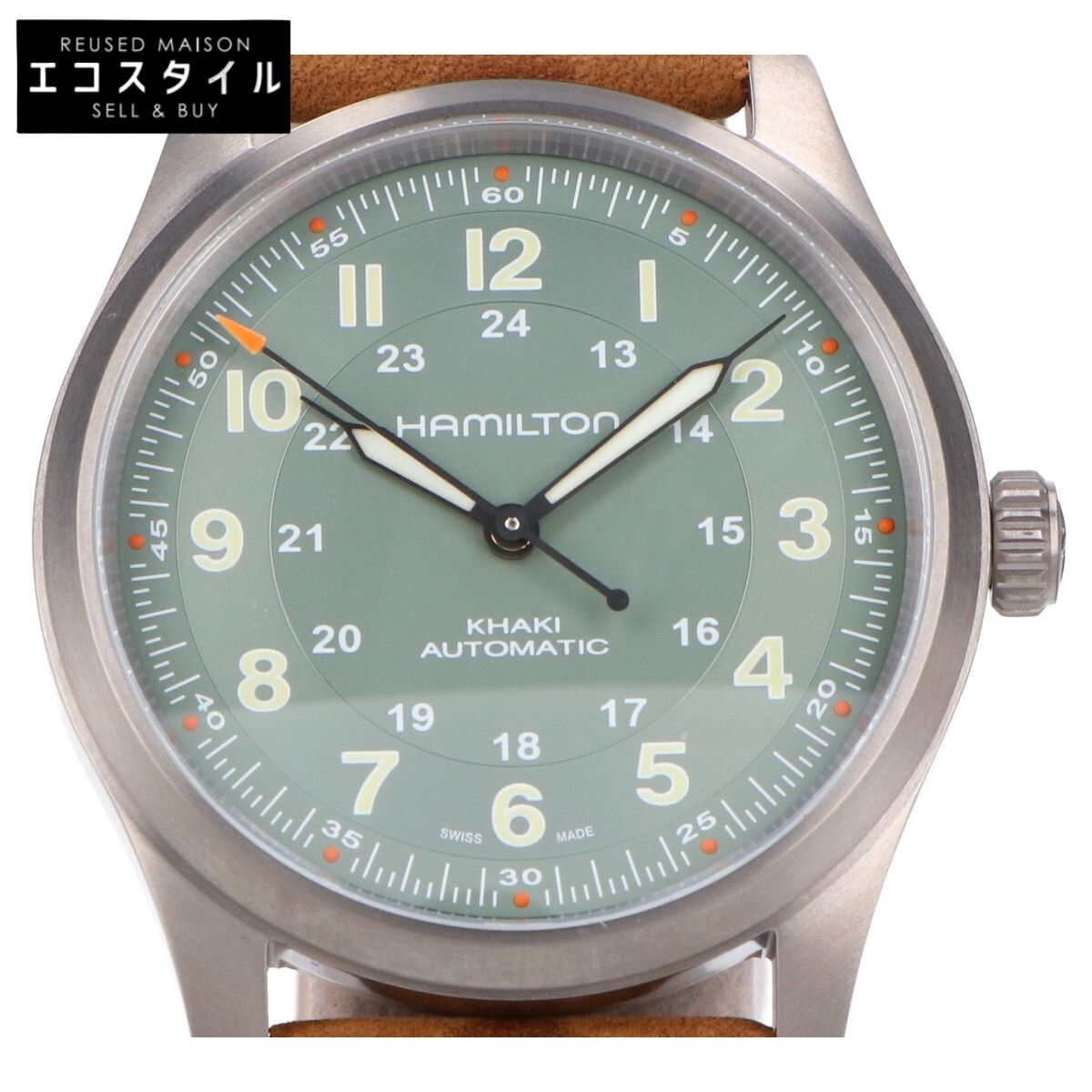 HAMILTON ハミルトン H70205860 カーキ フィールド Titanium Auto 38mm カウレザーベルト 自動巻き