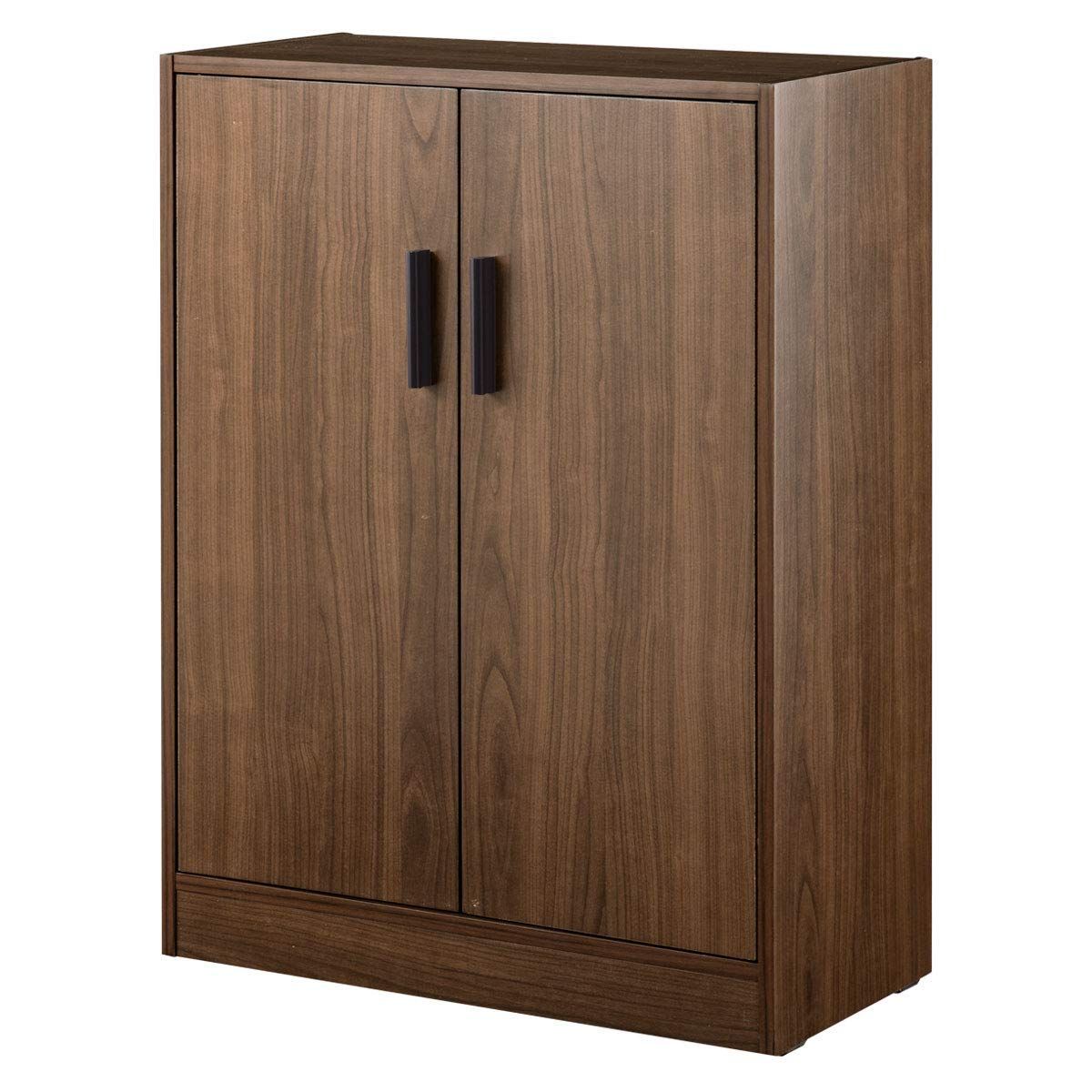 在庫セール ぼん家具 シューズボックス 下駄箱 4段 幅60cm 奥行き30 玄関収納 2扉タイプ 通気性 靴箱 ウォールナット