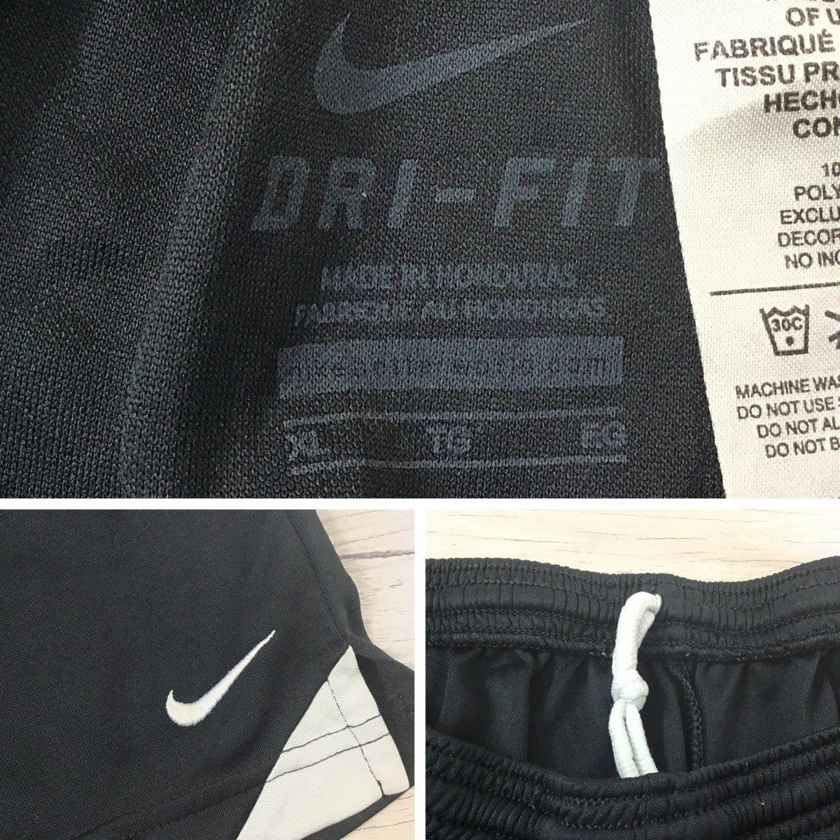 SDN3-661★海外正規品★吸汗速乾素材★【NIKE ナイキ】DRI-FITハーフパンツ【ユース・キッズ XL 160】黒 薄手 ジャージ サッカー フットサル 練習着 USA古着 キッズ 子供服