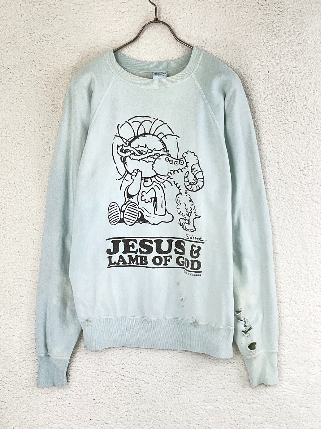 SAINT MICHAEL セントマイケル L ライトブルー クルーネック