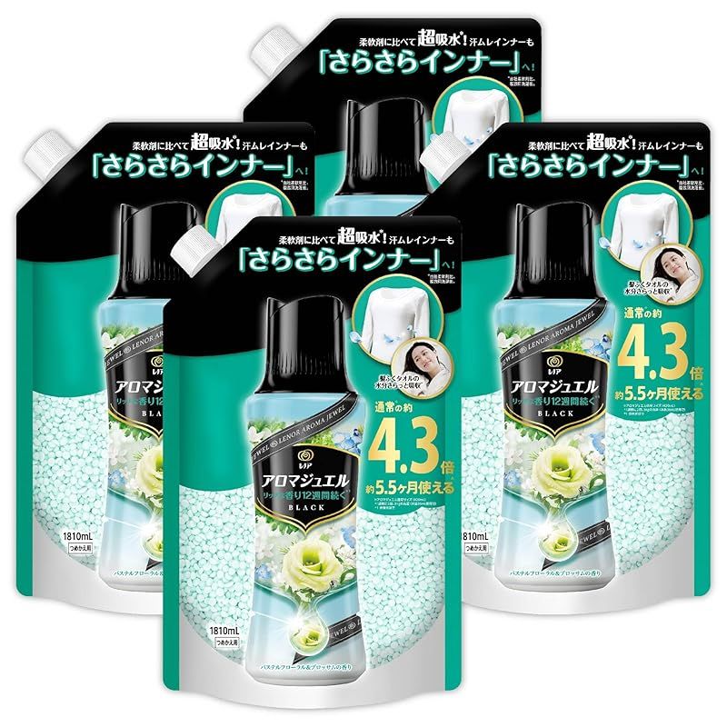 レノア ハピネス アロマジュエル 香り付け ビーズ パステルフローラル＆ブロッサム 詰め替え 1 810mL×4袋 大容量 ケース品