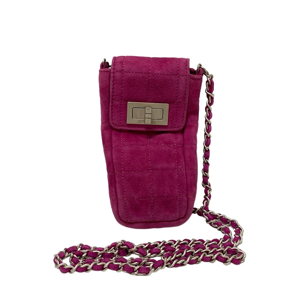 CHANEL シャネル 携帯電話ケース チョコバー 2.55 ピンク シルバー金具