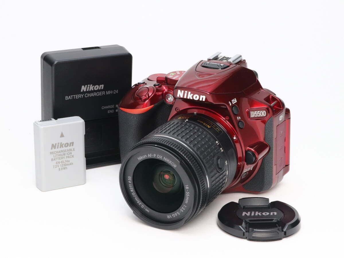 A Nikon ニコン D5500 18-55mm F3.5-5.6 VR II レンズキット レッド シャッター回数1 608回 初期不良返品対応 44-132