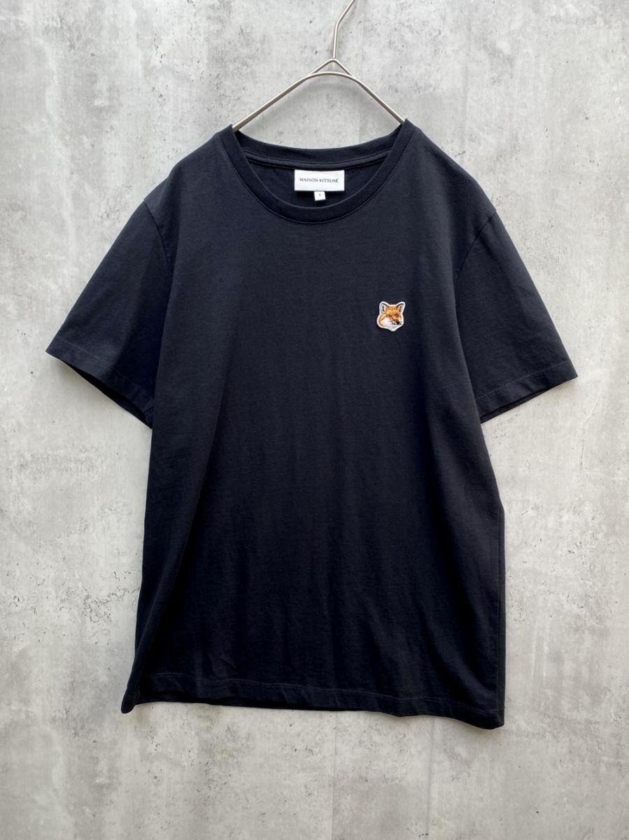 MAISON KITSUNE メゾンキツネ フォックスヘッド パッチ レギュラー 半袖 Tシャツ sizeS|黒 ◆レディース