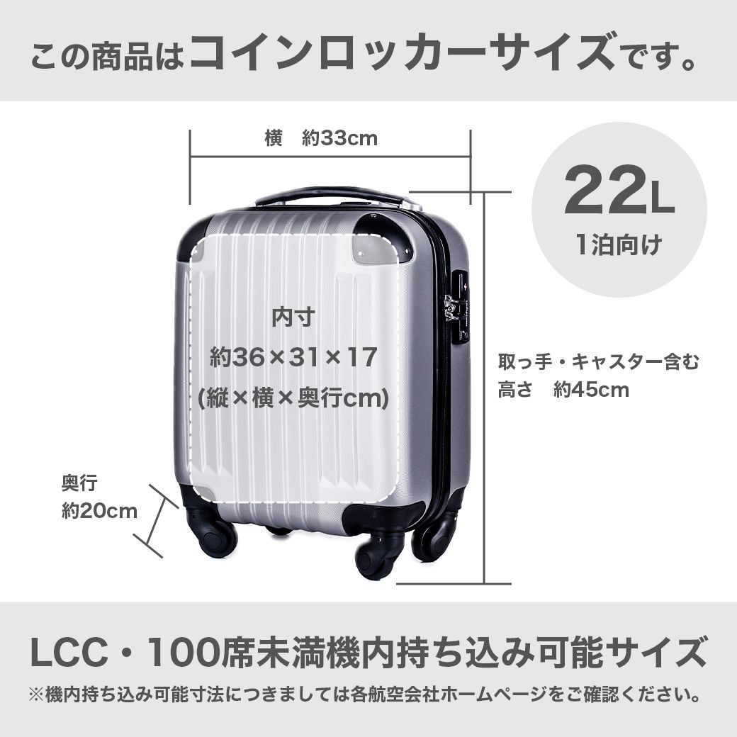 CARGO 22L キャリーケース　LCC コインロッカー　ホワイト スーツケース 「CARGO/カーゴ」 コインロッカーサイズ 機内