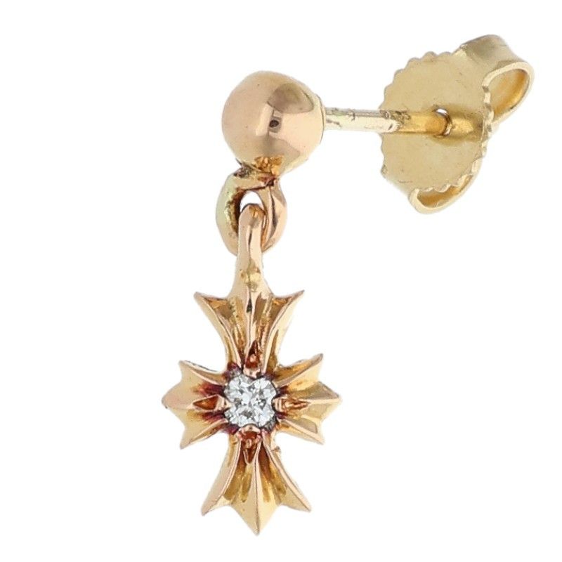 クロムハーツ 22 K TNY E CH PLS DIA タイニーECHプラスドロップ 1ダイヤ ゴールドピアス メンズ