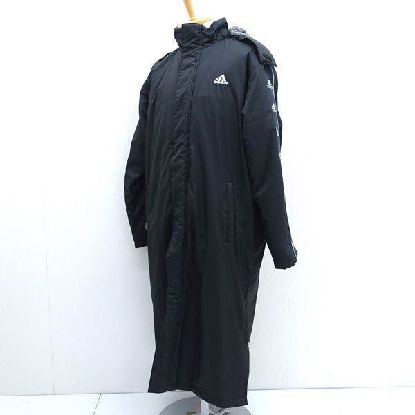 定価15400円　新品タグ付き　adidas アディダス　ベンチコート　メンズ 新品 アディダス ベンチコート ロングコート ブラック Sサイズ