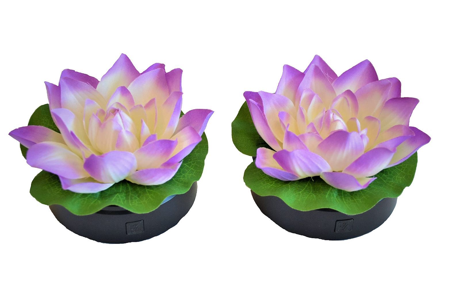 パープル やんわり点灯する 造花 の 仏花 ロータス~蓮はな~ (一対) 紫