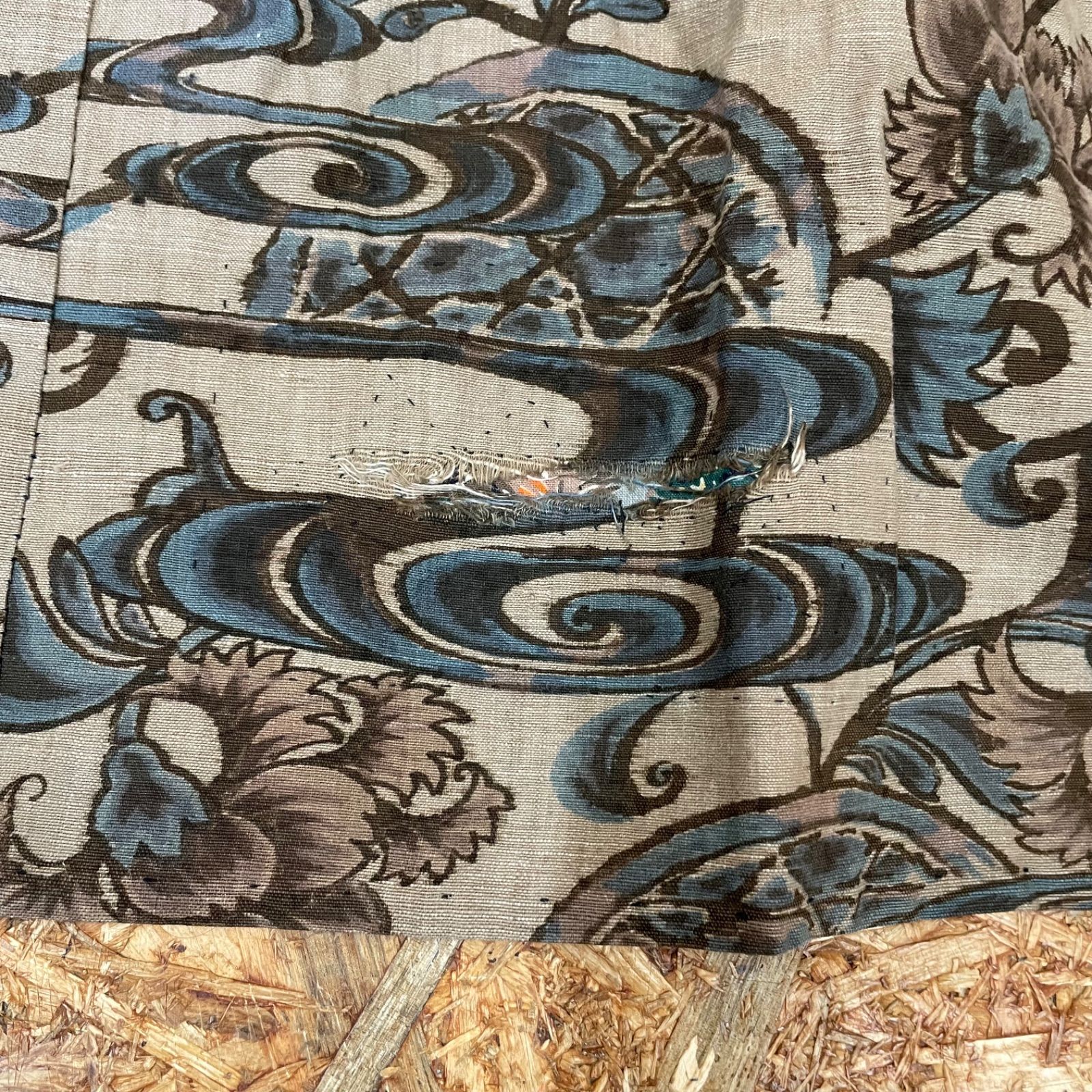 新品ダク付き】sou•sou 紡毛 綾織 頭巾外套 袷／金襴緞子 留紺