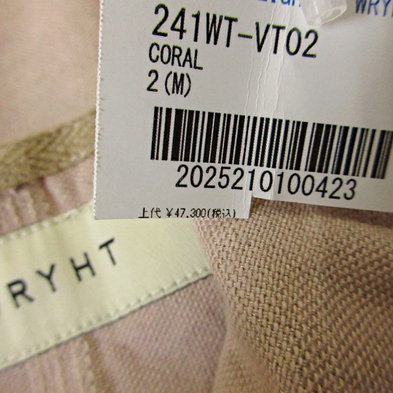 未使用品 ライト WRYHT 24SS タグ付 NEWS BOY VEST ベスト ジャケット ワークウェア オールドジョー取扱い 241WT-VT02 ピンク ライト WRYHT 24SS タグ付 NEWS BOY VEST ベスト ジャケット