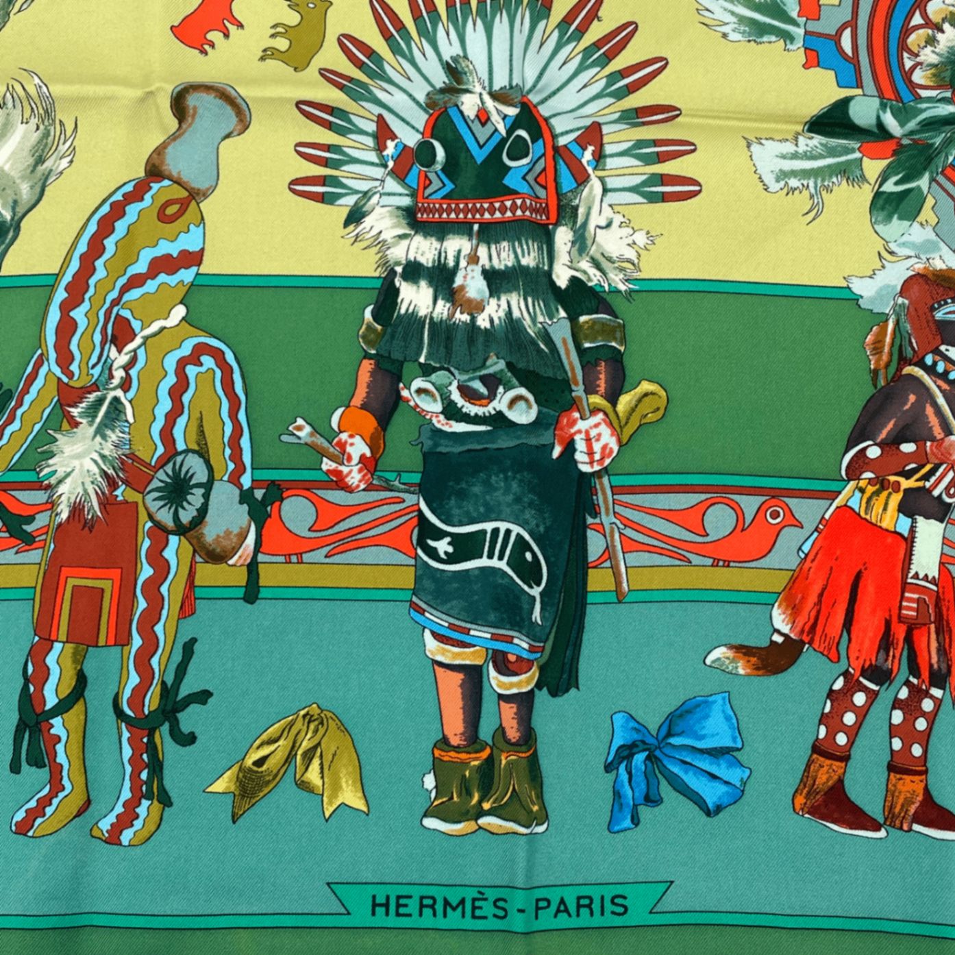 極美品 HERMES エルメス Kachinas カチナ ホピ族 シルク カレ90