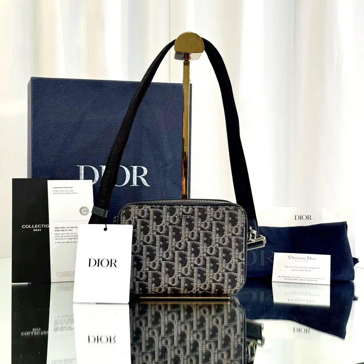 Dior ディオール オブリーク ルテニウム ツーウェイ ２WAY ストラップ ポーチ メッセンジャーバッグ クロスバッグ