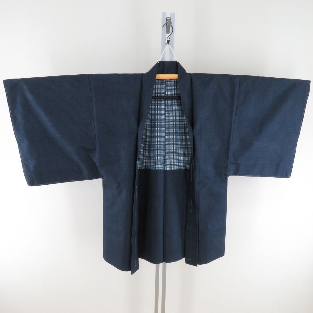 男着物 紬 アンサンブル 亀甲 袷 紺色 正絹 男性用きもの メンズ 男着物 紬 アンサンブル 亀甲 袷 紺色 正絹 男性用きもの メンズ