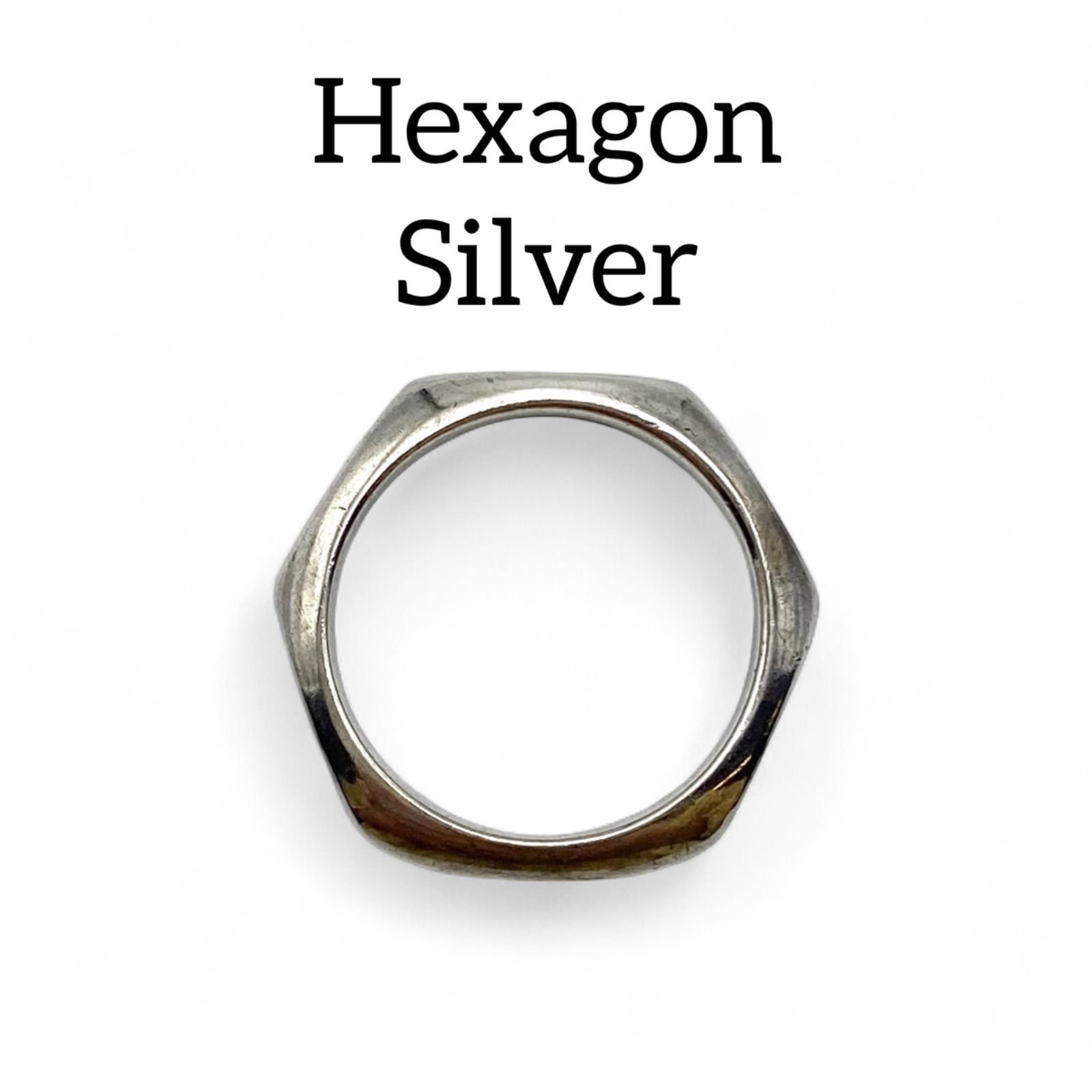 ZS59 ヘキサゴン リング ／ 925 シルバーアクセサリー 指輪 ピンキー 洗練されたデザイン】ヘキサゴン Silver 刻印 90s Vintage Ring