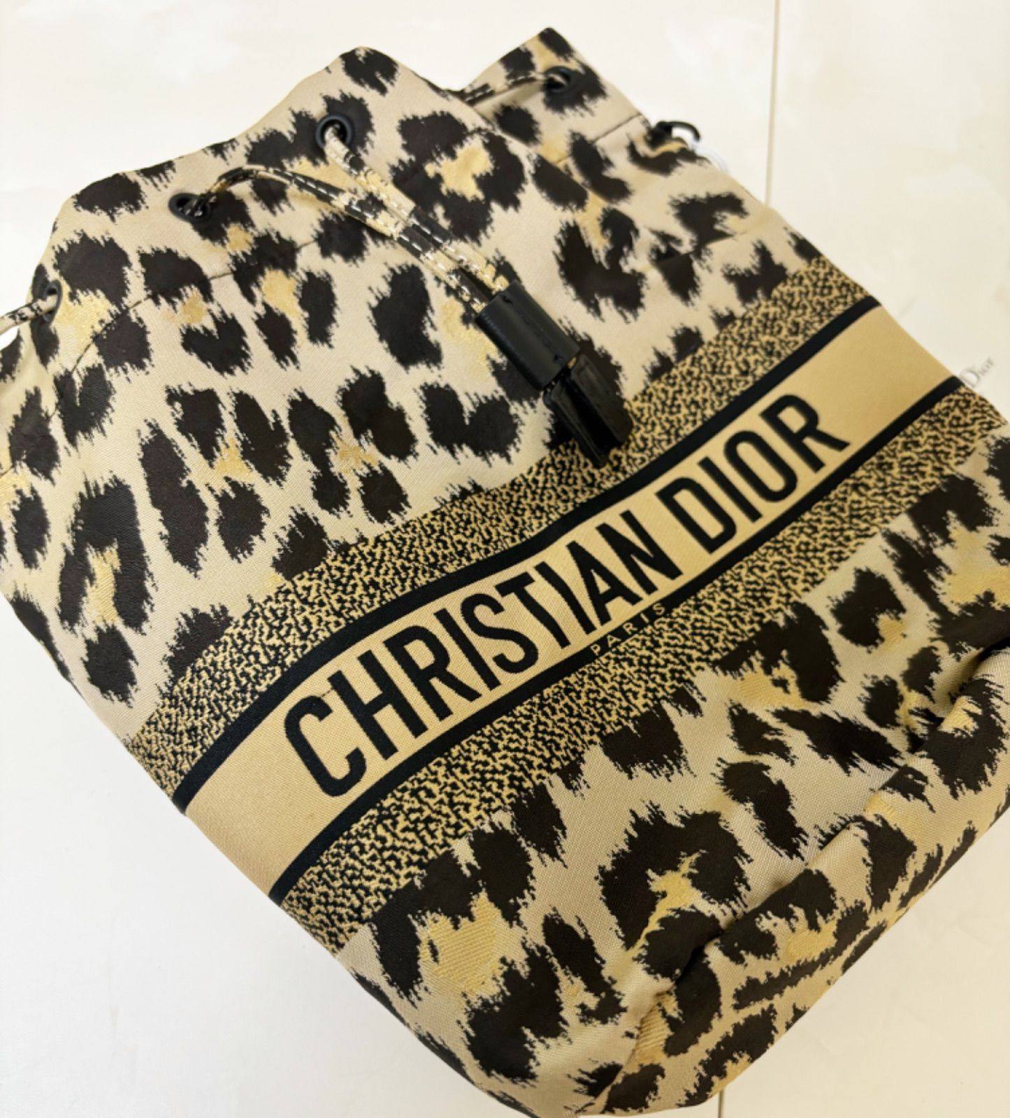 Christian Dior ディオール キャンバス トラベルポーチ レオパード