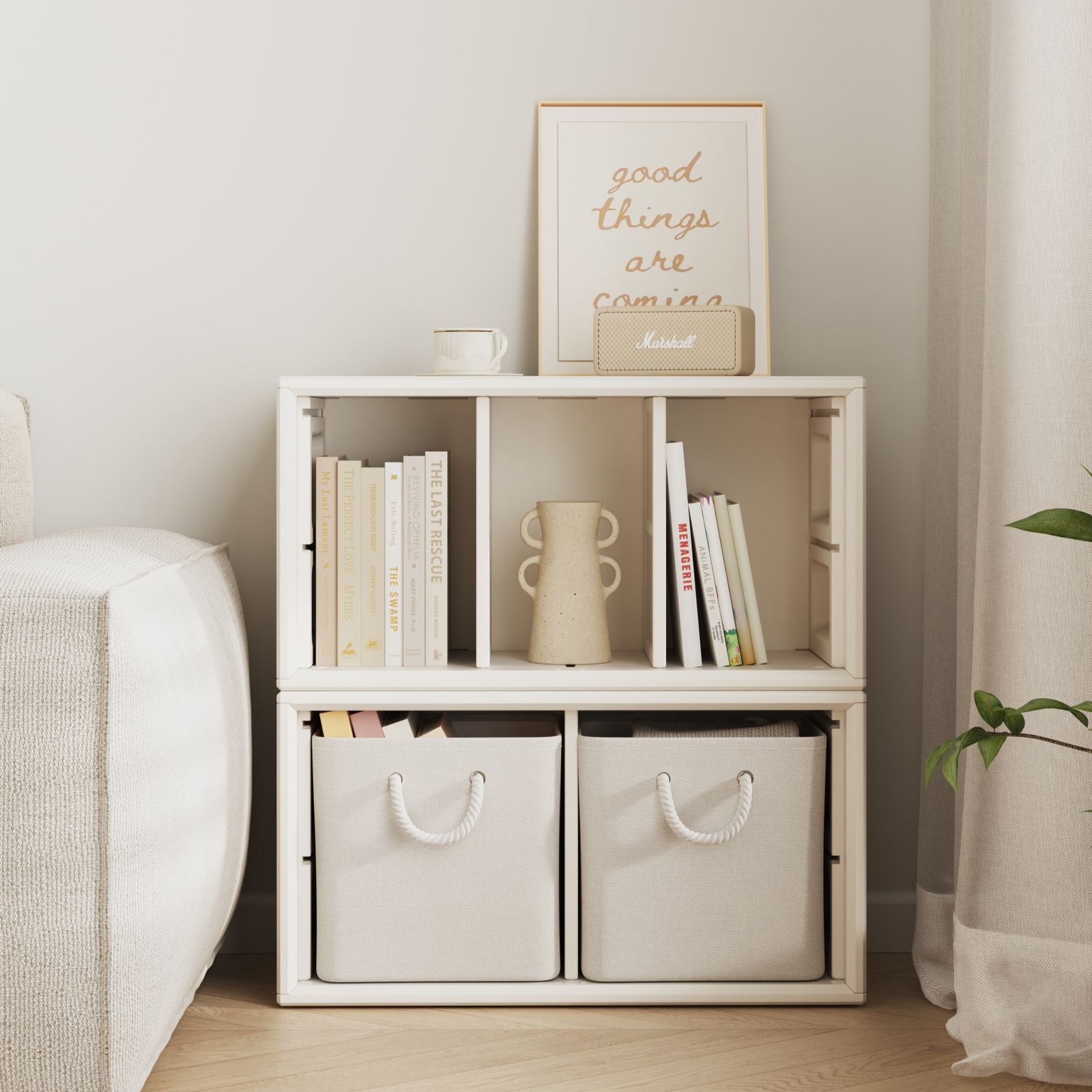 積み重ね収納 収納棚 扉付き おもちゃ箱 幅74cm 前開き キャビネット