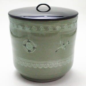 茶器/茶道具 水指（水差し）】 一重口 青磁 雲鶴 中村与平作 正規品販売