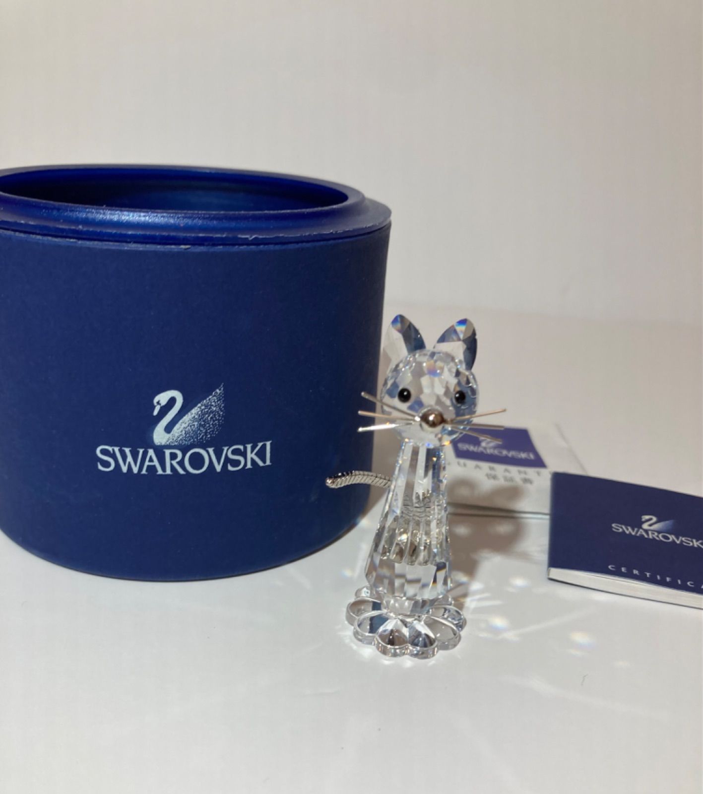 SWAROVSKI 動物 置物 猫 スワロフスキー クリスタル フィギュア