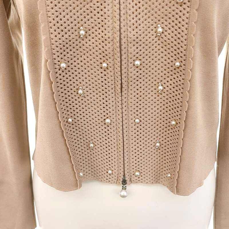 ルネ Rene パールモチーフ Wジップ ニットパーカー フード 34