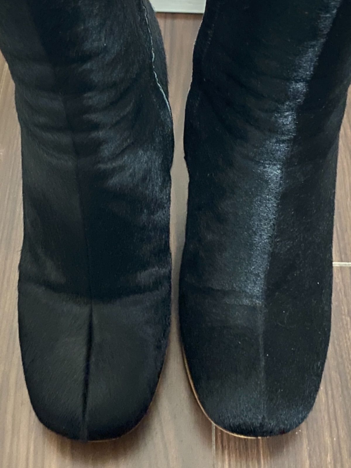 old celine】オールドセリーヌポニーヘアショートブーツブラック 
