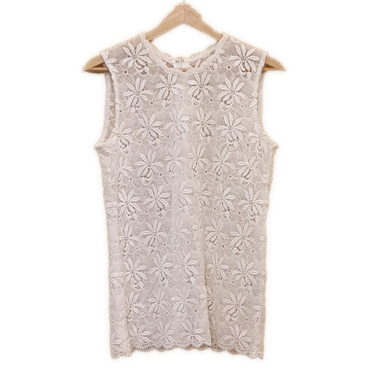 leilian - Leilian(レリアン) ノースリーブカットソー サイズ9 M レディース美品  - 白 クルーネック/レース Leilian(レリアン) ノースリーブシャツブラウス サイズ9 M