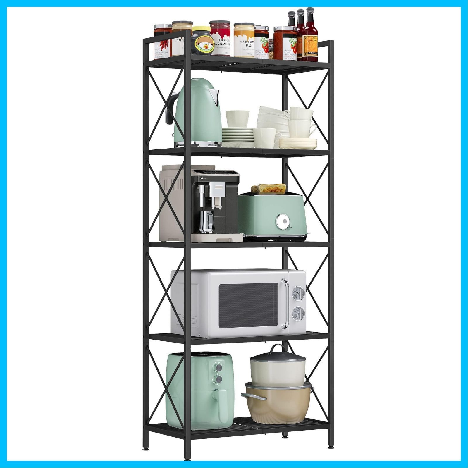 本棚 整理棚 大容量 収納棚 シェルフ棚 アイアンラック 耐荷重250KG オープンシェルフ すき間収納 収納ラック キッチンラック ラック 60x32x145CM 棚 スチールラック 5段 BSC165B01 メタルラック 幅60 SONGMIC
