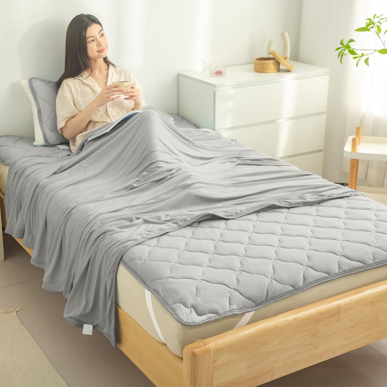 数量 大人気 布団セット セミダブル Q-max0.5 夏用 掛け布団 タオルケット BADGER 敷きパッド キルトケット 枕パッド 枕カバー 洗える 抗菌防臭 防ダニ BLACK 接触冷感 柔らかい肌触り 寝具セット 肌掛け布団 グレー 3点セ