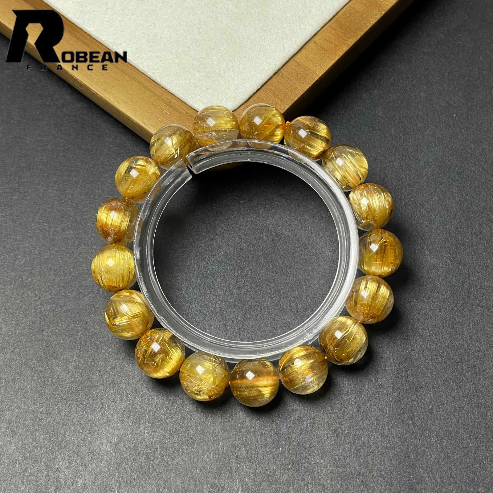 EU製 定価106万円 ROBEAN ! 満針ルチルクォーツ ブレスレット パワーストーン 天然石 金運 お守り プレゼント 11.8-12.2mm D0922520