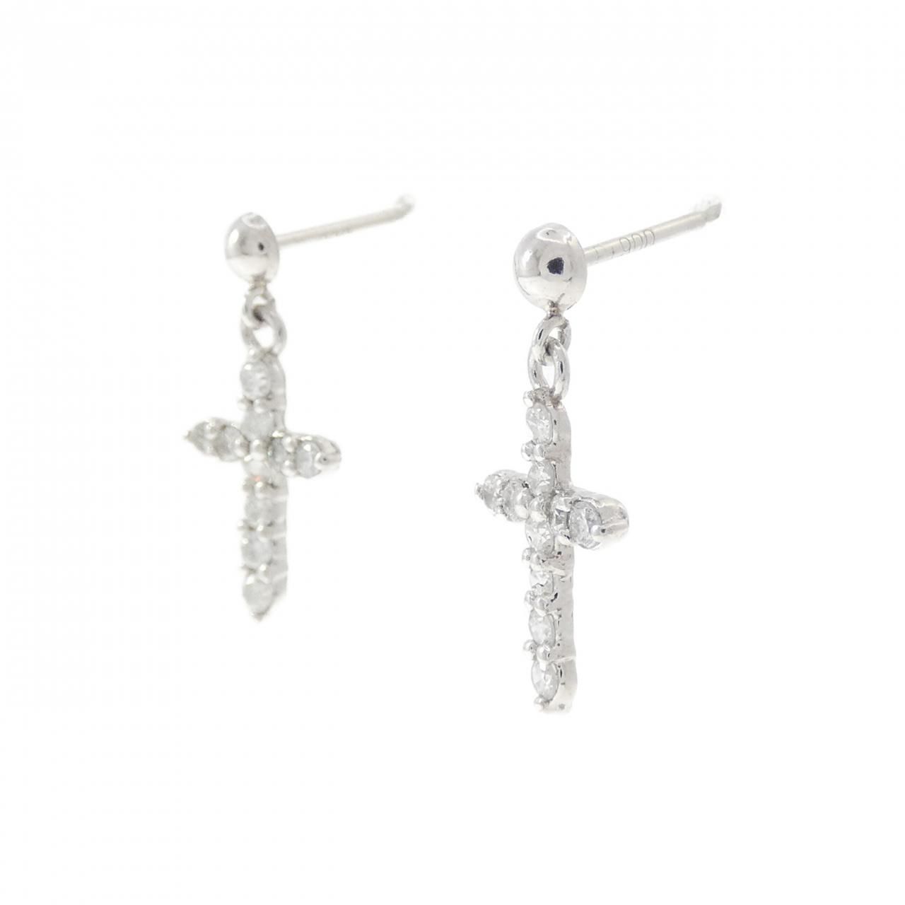 PT900 クロス ダイヤモンド ピアス 0.30CT