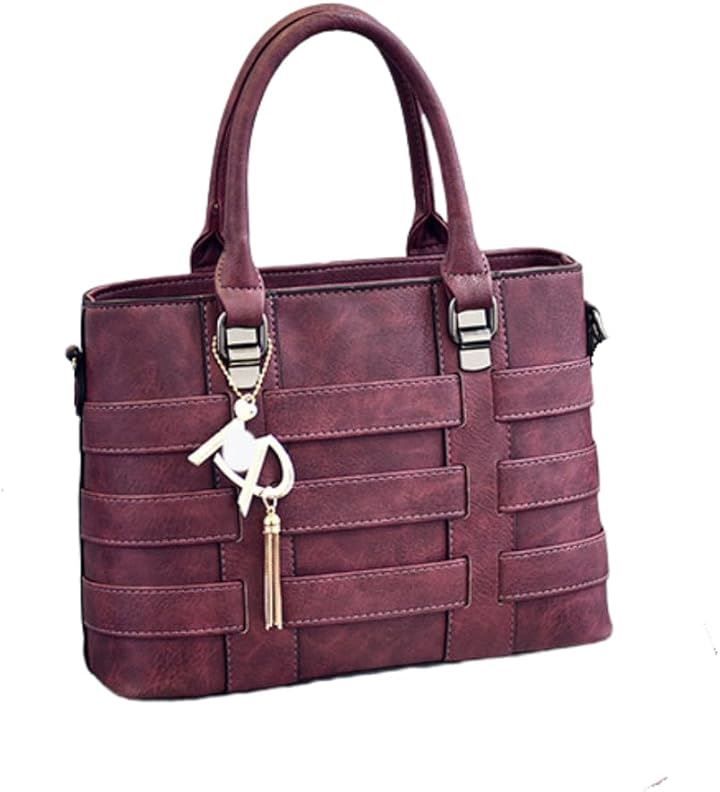 八虎工房 レディース 2WAY ショルダーバッグ トート スクエア シンプル おしゃれ 斜めがけ 手提げ 普段使い 通勤 通学(レッド)