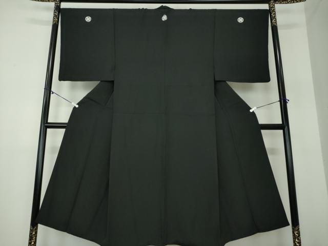 平和屋着物●男性 黒紋付 正絹 DAAY1506ps