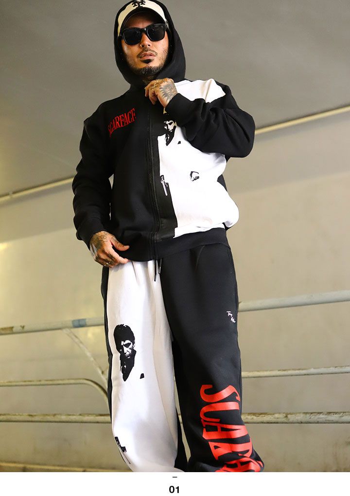 REASON × 映画 スカーフェイス スウェットパンツ 裏起毛 メンズ 春秋冬