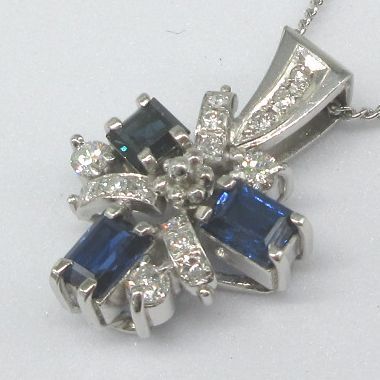 ブルーサファイア0.98ct ダイヤモンド ペンダントトップ Pt900 