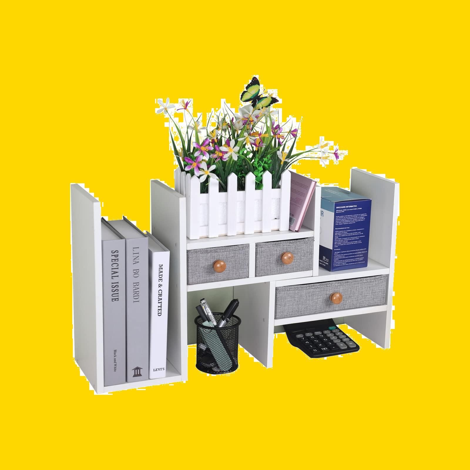 オフィス用品一般【色: Wood】MarzoOcho 机上本棚、デスクトップ本棚、机の本棚、卓上