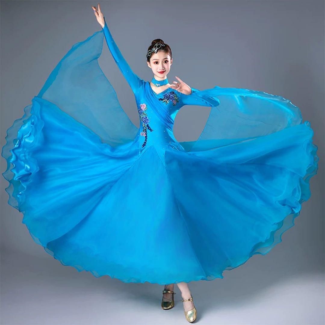 ♥ ストーン付きスタンダードドレス 発表会 競技会に最適 Mサイズ