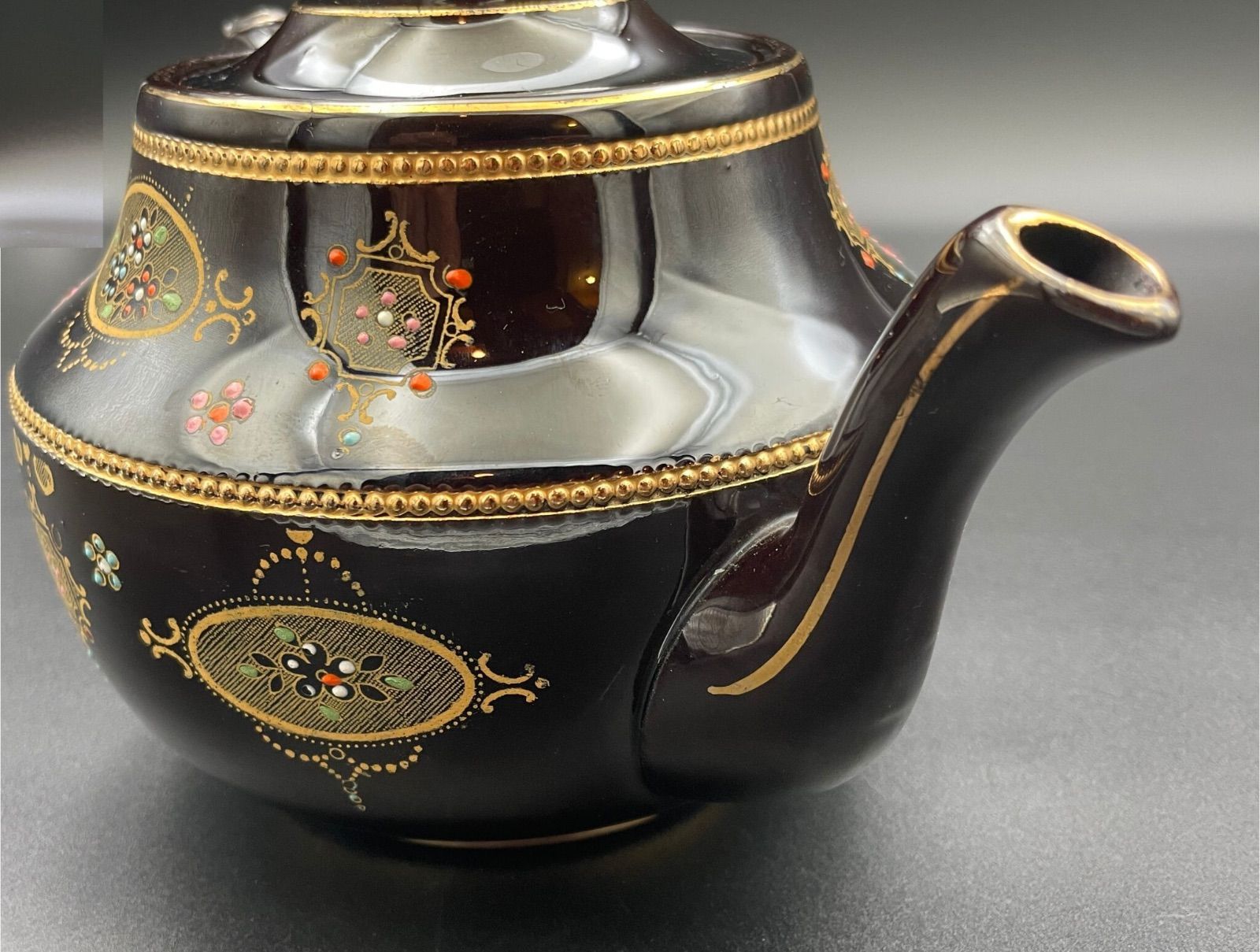 最高峰 Gibson&sons 英国 1900年初期 漆黒花金紋カップ＆ソーサー 希少】Gibson & Sons（ギブソン） ティーポット アンティーク