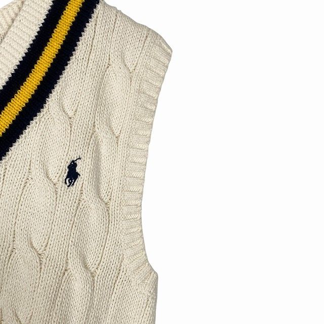 POLO RALPH LAUREN ケーブルニットベスト コットン ポニー刺繍