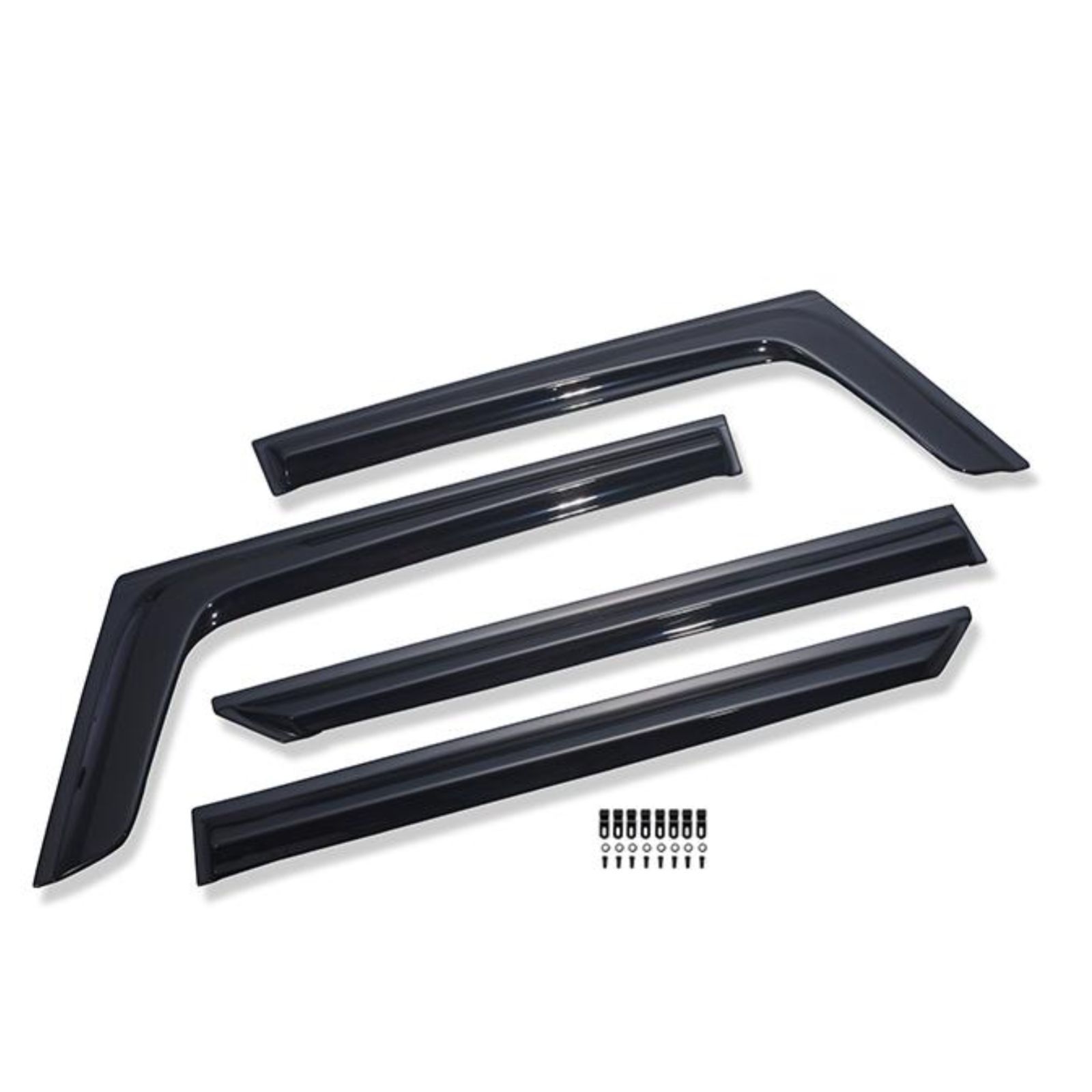 N-BOX JF3/4 2017(H29).9 - 2023(R05).9 ドアバイザー 雨よけ 金具＆両面テープのＷ固定 フロント リア 4枚セット 外装 ウィンドウ カスタム 車用品 カーパーツ