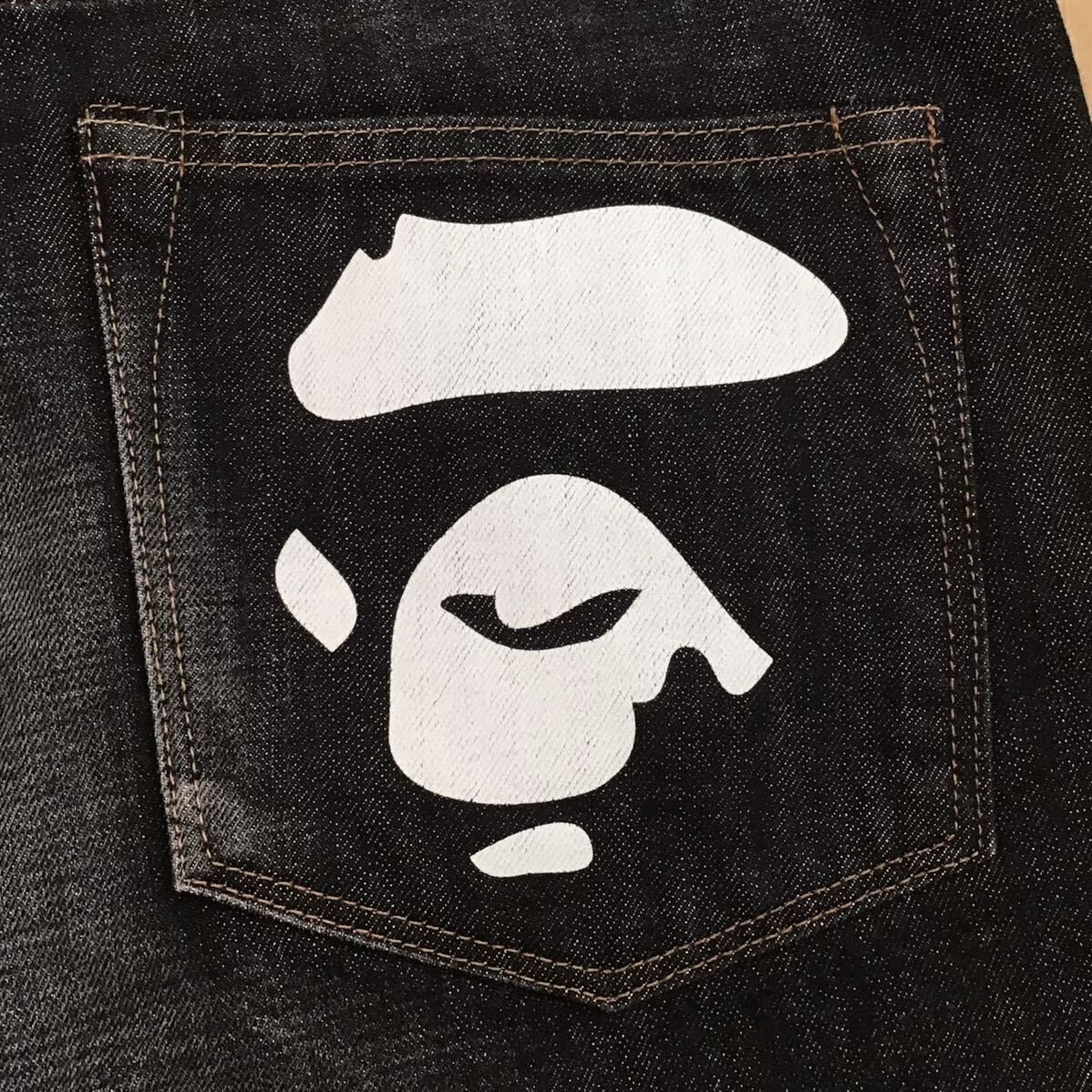 ☆XL☆ BAPE camo DAMAGE BLACK DENIM PANTS a bathing ape ダメージ