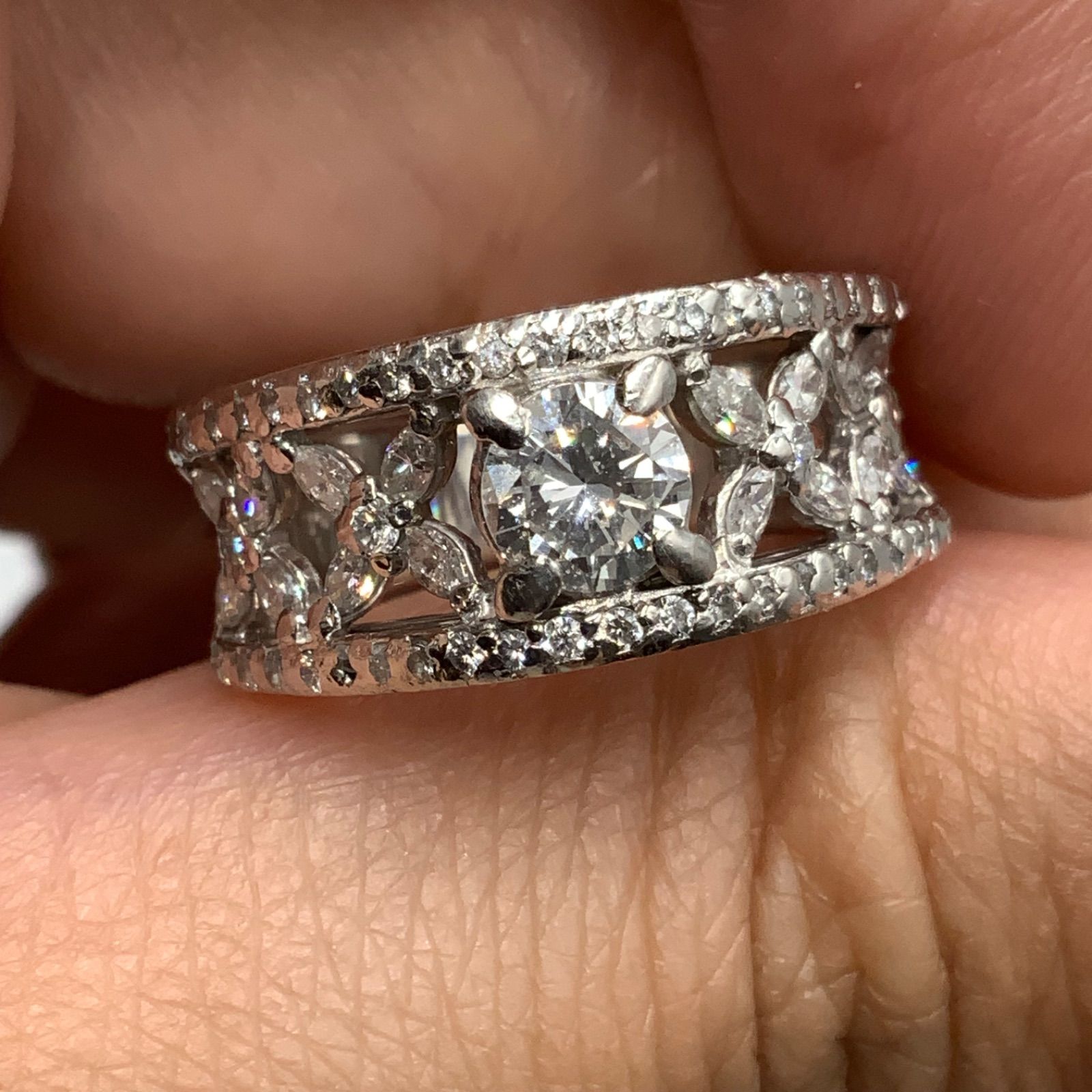 Pt900 サファイヤリング 0.86ct ダイヤモンドリング 0.59ct 0.36ct 9.1g