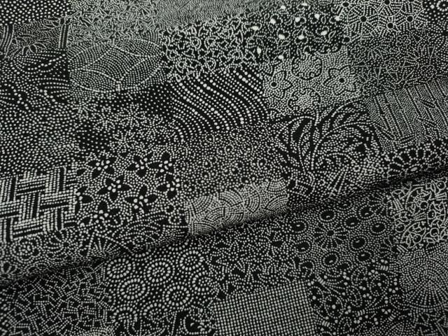 平和屋着物●東京染伝統工芸士　金田昇 　江戸小紋　市松寄せ小紋柄　百柄　黒地　正絹　逸品　CAAV9315ze 平和屋着物○東京染伝統工芸士 金田昇 江戸小紋 市松寄せ小