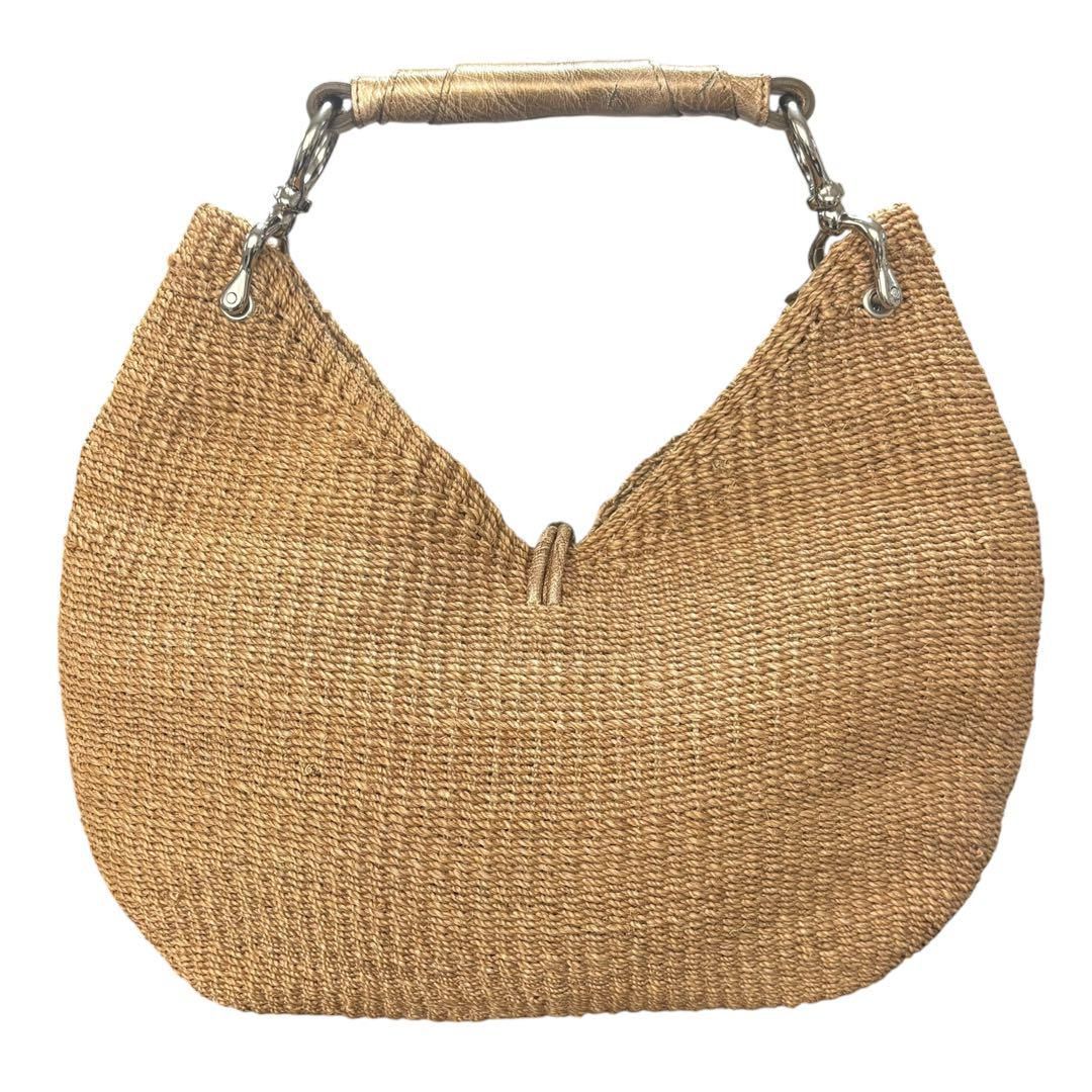 【美品】トリーバーチ　かごバッグ　三日月　ハーフムーン　レザー　ロゴ金具　肩掛け 美品】トリーバーチ かごバッグ 三日月 ハーフムーン レザー ロゴ金具