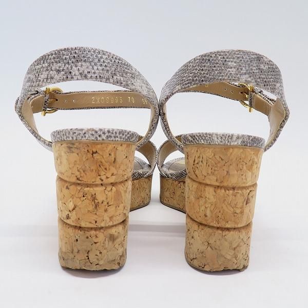 フェラガモサンダル　美品 sxs フェラガモ Ferragamo サンダル 5+ D グレー系 コルクソール