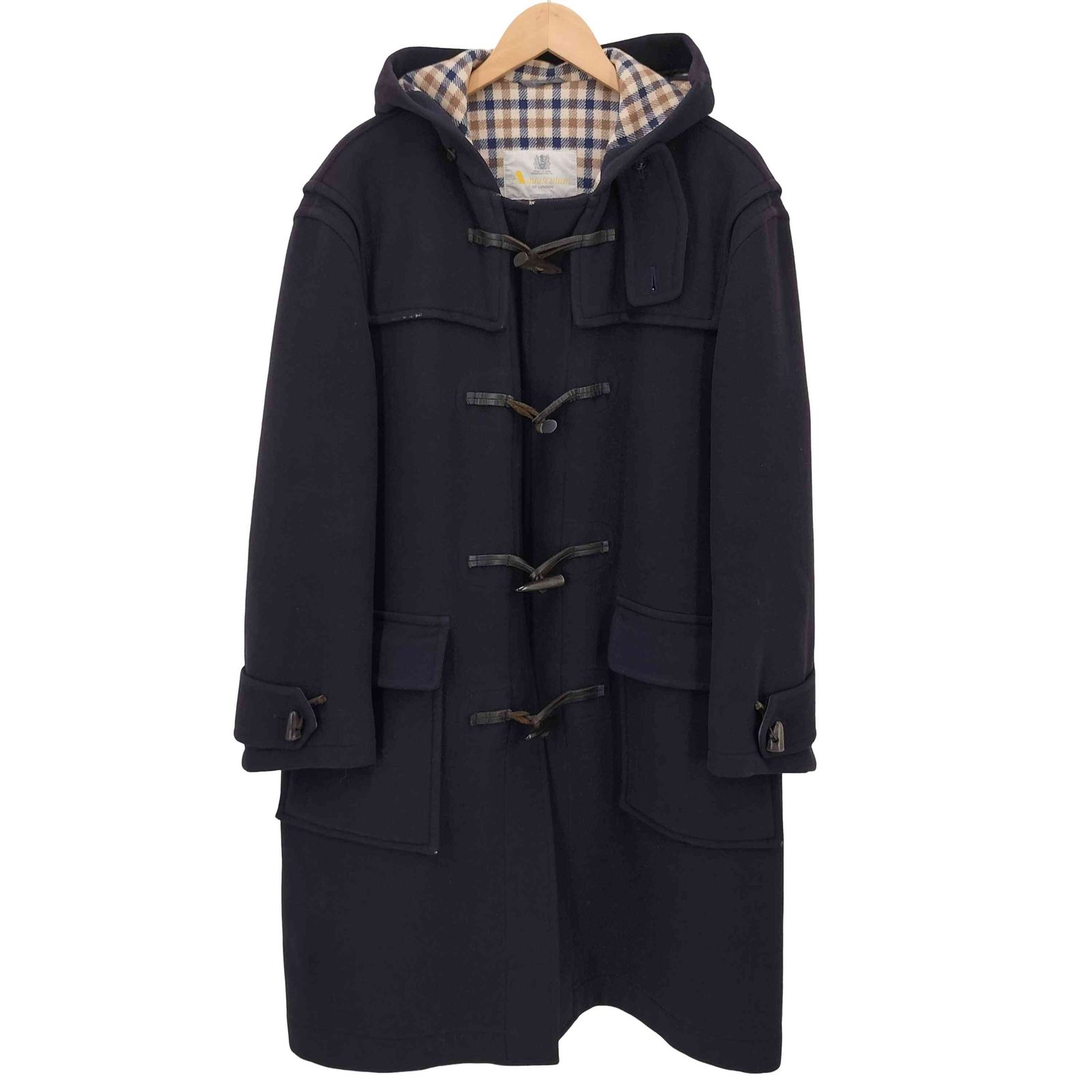 アクアスキュータム ダッフルコート メンズ　L相当　チェック柄 アクアスキュータム AQUASCUTUM 90-00S 裏地 クラブチェック