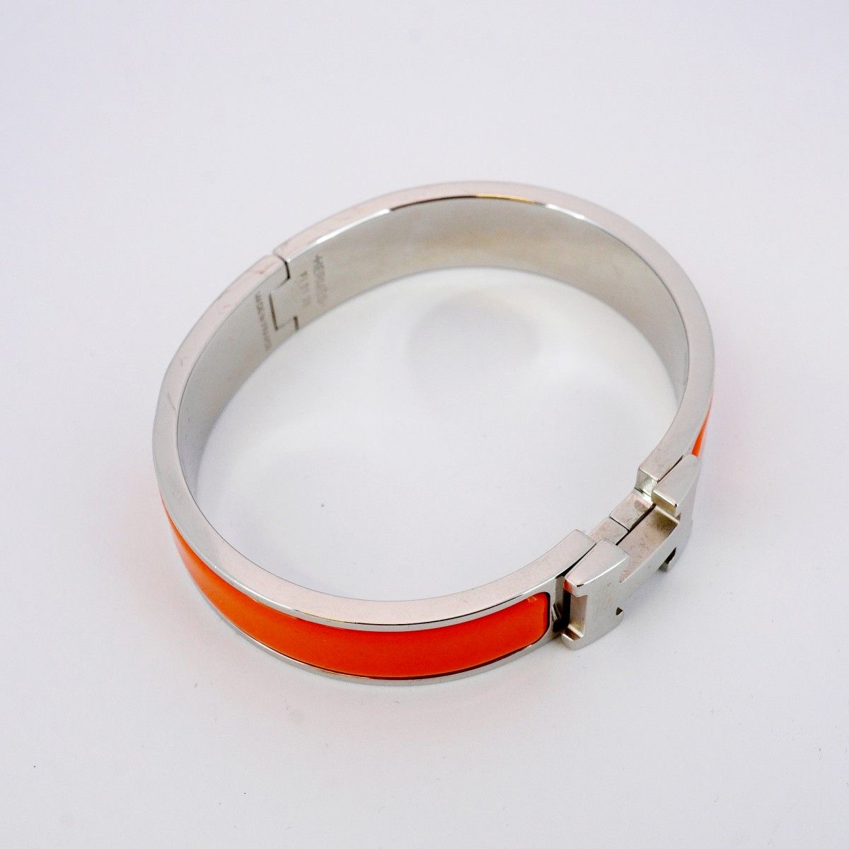 5jib0694 エルメス バングル クリッククラックPM メタル シルバー オレンジ レディース