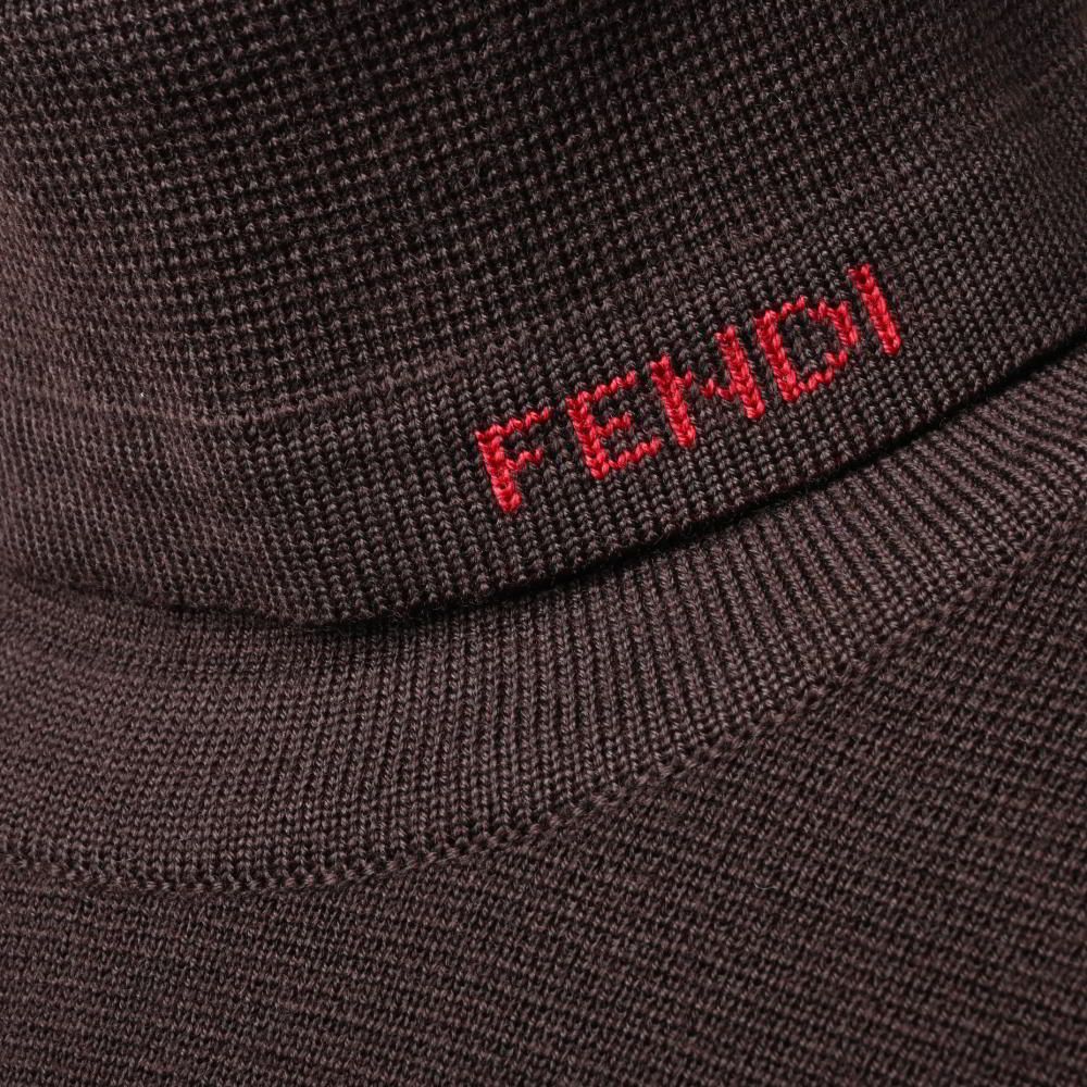 FENDI ロゴ入り ウール タートルネッ クニット 40 ブラウン フェンディ KL4BS2UC75 FENDI - FENDI ロゴ入り ウール タートルネッ クニットの通販 by