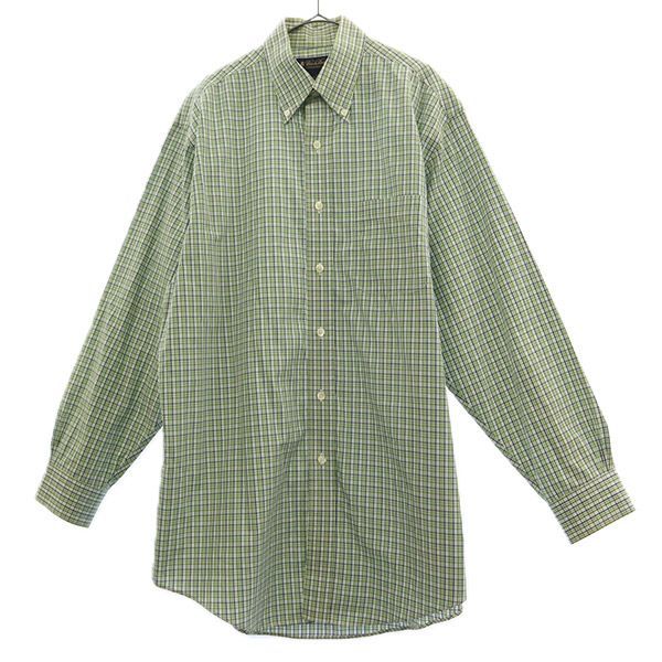 ブルックスブラザーズ チェック 長袖 ボタンダウンシャツ M グリーン Brooks Brothers メンズ 古着 【231203】 メール便可